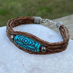 Braided Bracelet with Turquoise clay stone bead
